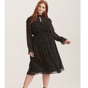 Torrid Black Star Chiffon Ruffle Midi Dress